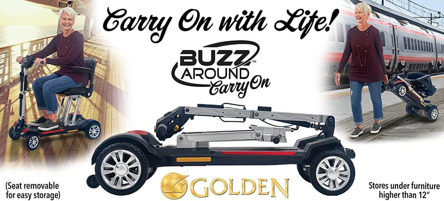 Golden Technologies Buzzaround Carry-On Travel Mobility Scooter - Lightweight, Fold-Flat, Lithium Powered