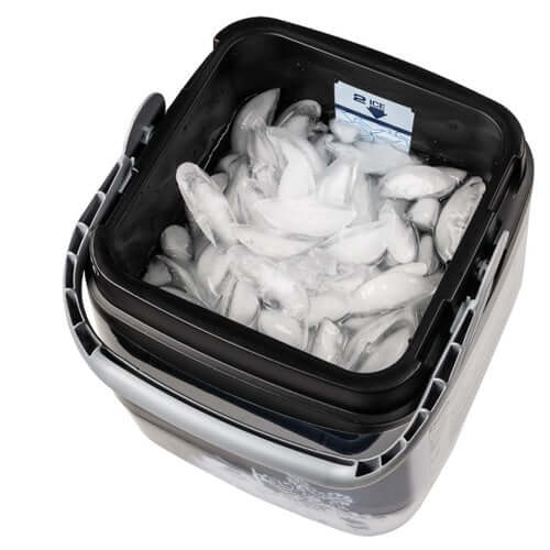 Polar Care Ice Machine Rental ice bucket filled with ice for optimal cold therapy treatment.
