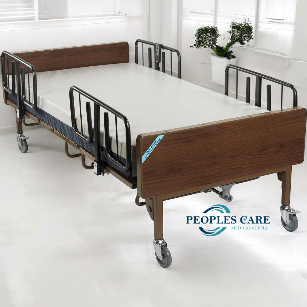 Bariatric hospital bed rental - 42" wide full electric bed with foam mattress and half side rails.