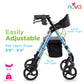 Nova Vega Rollator Walker - Easily adjustable, lightweight walker for users 5'5" - 6'2" with 18 lb weight.