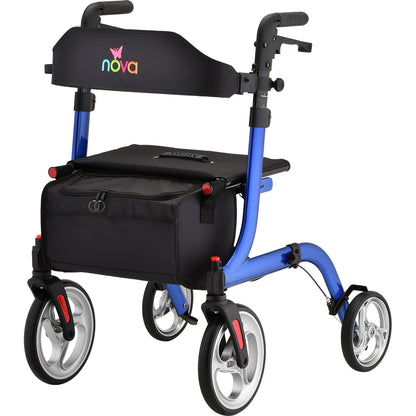All-Terrain Rollator Walker - NOVA Express Rollator with black carry bag and large wheels for outdoor and indoor use.