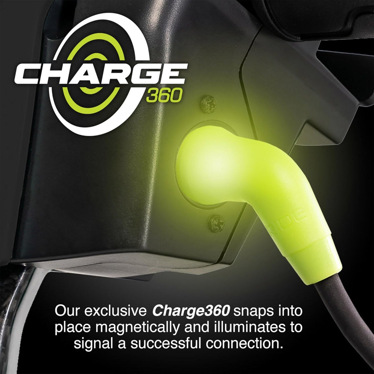 Charge360 technology connection point illustration for Pride Mobility Go-Go Super Portable Scooter.