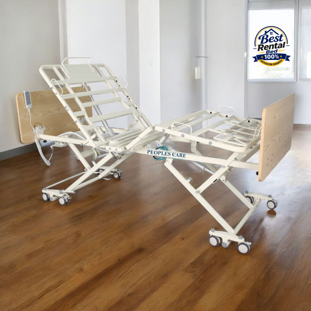 Medical Bed Rental - Hi-Low profile fully-electric hospital bed for comfort and safety at home.