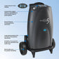 Eclipse 5 oxygen concentrator rental features infographic, highlighting display, battery, and transportability.
