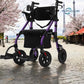 Duet Rollator Rental - Transport Chair Combo with 10 inch wheels, providing stability and mobility for users.