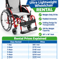Karman S-115 Ultra Lightweight Wheelchair Rental with ergonomic design and rental pricing details.