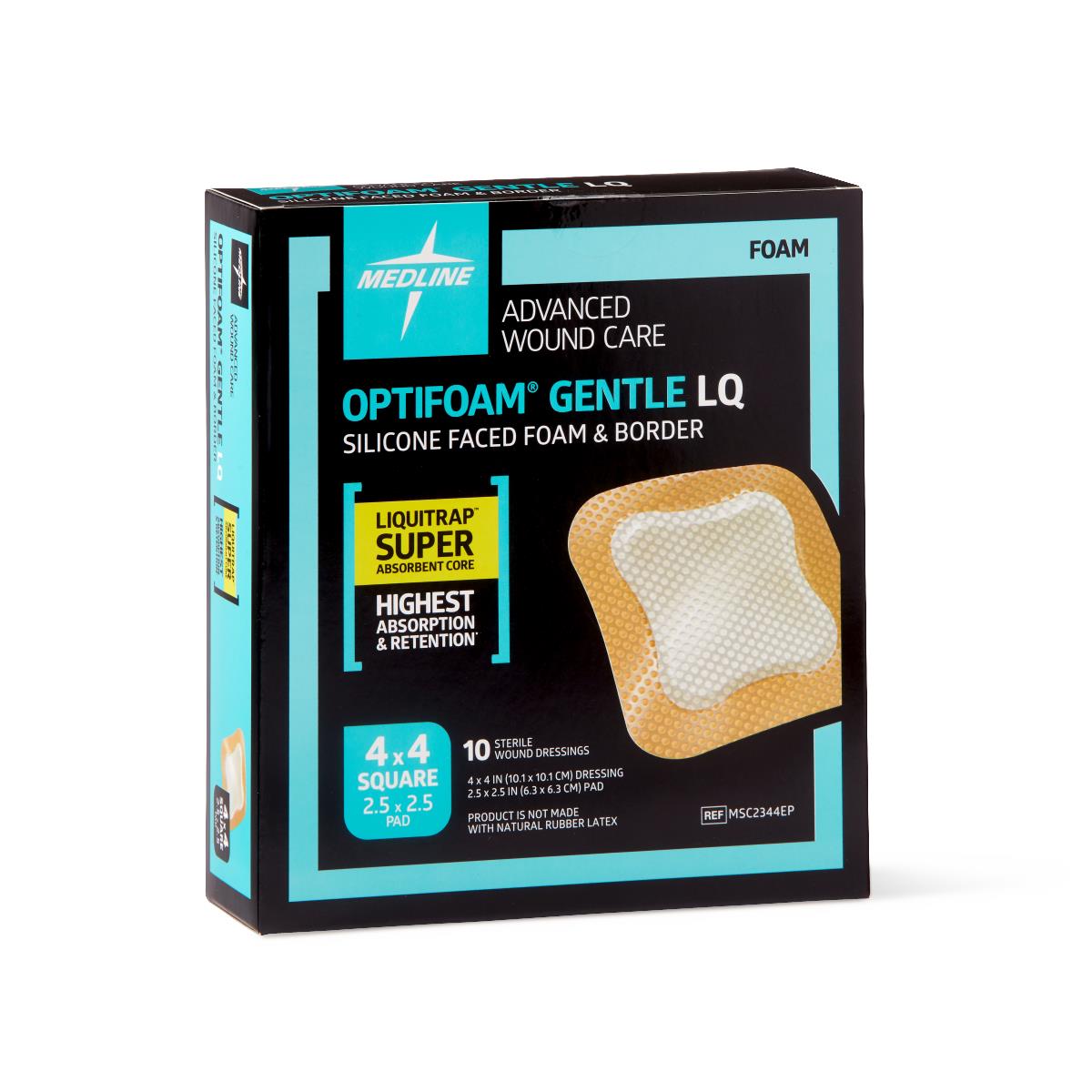 Medline Optifoam Gentle LQ Silicone/Foam Dressing 4x4 10Ct