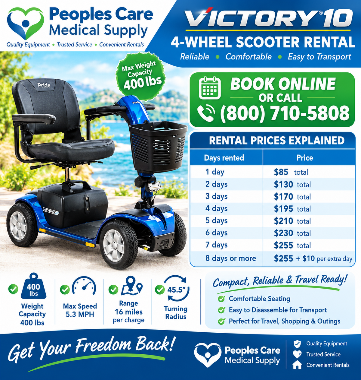 Victory 10 4-Wheel Scooter - Theme Park Rental