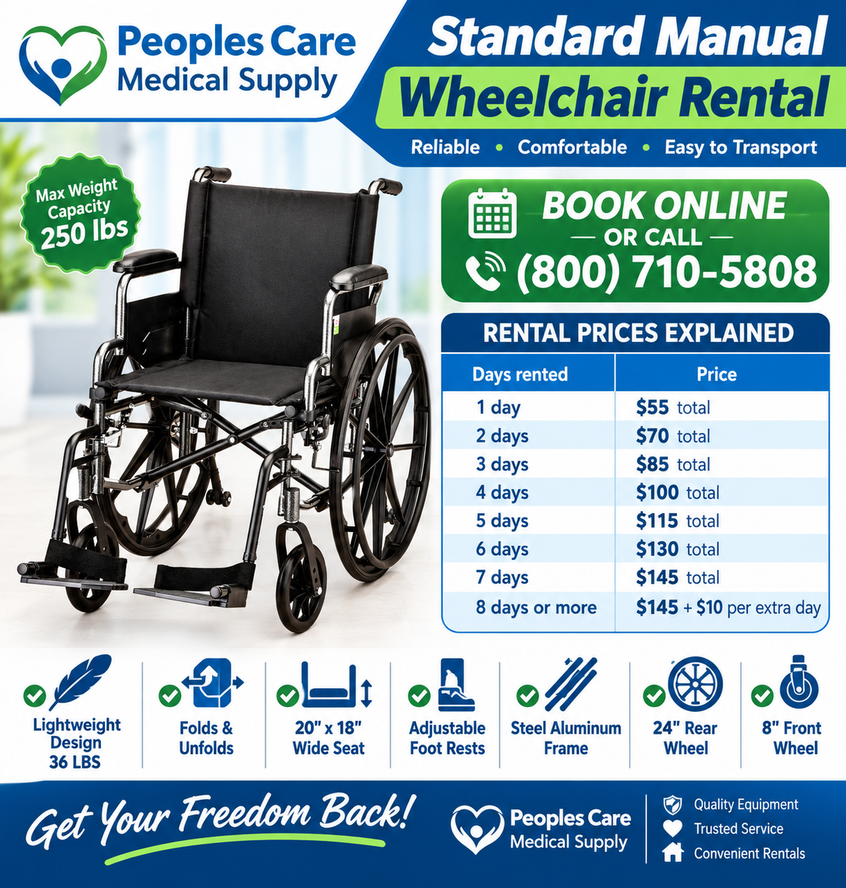 Standard Manual Wheelchair Rental